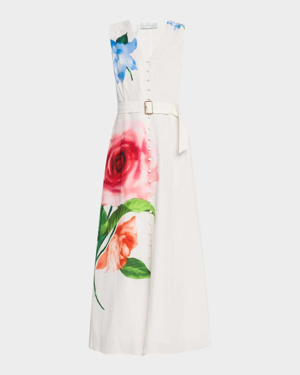 The Luella Sleeveless Floral-Print Midi Dress
